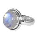 Rainbow Moonstone Natural Gemstone With 925 Sterling Silver Simple Ring Jewelry